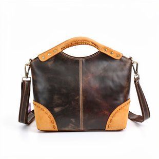 Вінтажна шкіряна жіноча сумка з натуральної шкіри Vintage S00432 Коричнева S00432 фото