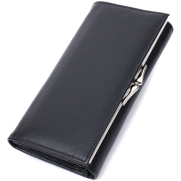 Добротное женское портмоне с карманом для монет из натуральной кожи ST Leather 22691 Черный 22691 фото