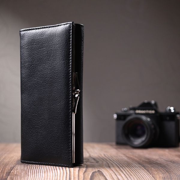 Добротное женское портмоне с карманом для монет из натуральной кожи ST Leather 22691 Черный 22691 фото