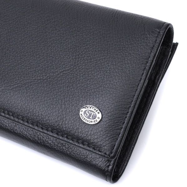 Добротное женское портмоне с карманом для монет из натуральной кожи ST Leather 22691 Черный 22691 фото