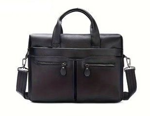 Сумка-портфель мужская из натуральной гладкой кожи S00158 Vintage Черный S00158 фото