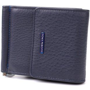 Вертикальный мужской зажим из зернистой натуральной кожи Tony Perotti 20862_1 (3595 navy) Синий 20862_1 фото