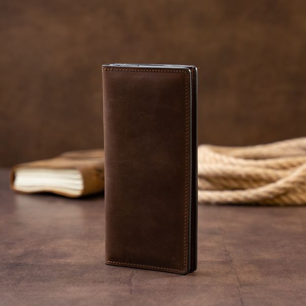 Вертикальный бумажник матовый на магнитной кнопке GRANDE PELLE 11314 Шоколадный 11314 фото