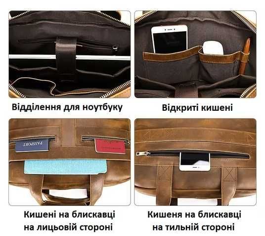 Купить Мужская кожаная сумка под ноутбук, деловой портфель из кожи