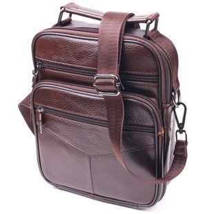 Зручна чоловіча сумка з ручкою шкіряна 21276 Vintage Коричнева 21276 фото