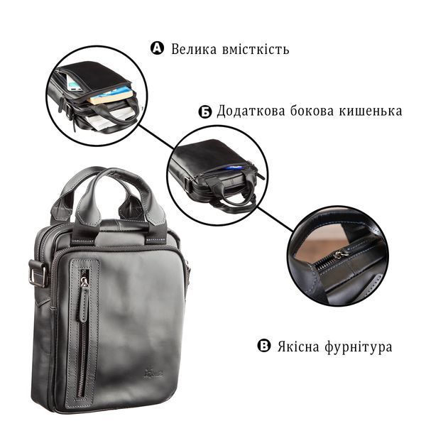 Сумка мужская SHVIGEL 11184 в гладкой коже Черная 11184 фото