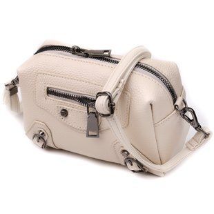 Компактна сумка жіноча з трендовим декором з натуральної шкіри Vintage 22923 Білий 22923 фото