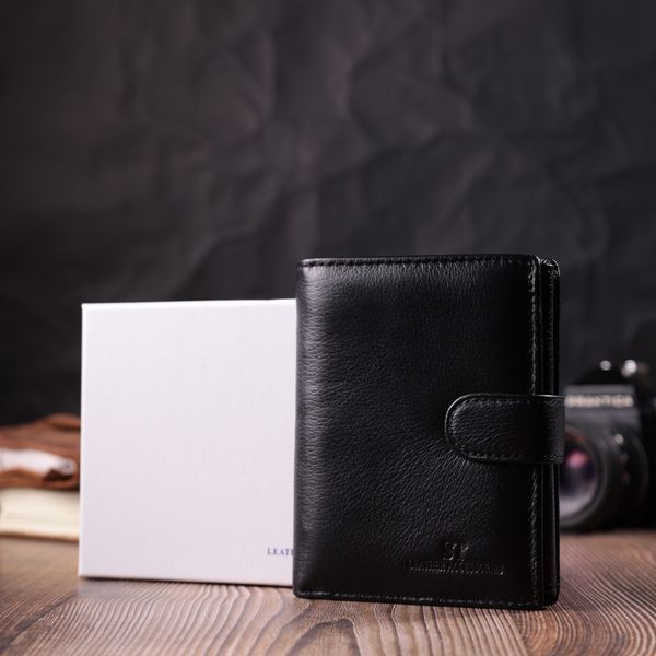 Солидный мужской бумажник вертикального формата из натуральной кожи ST Leather 22462 Черный 22462 фото