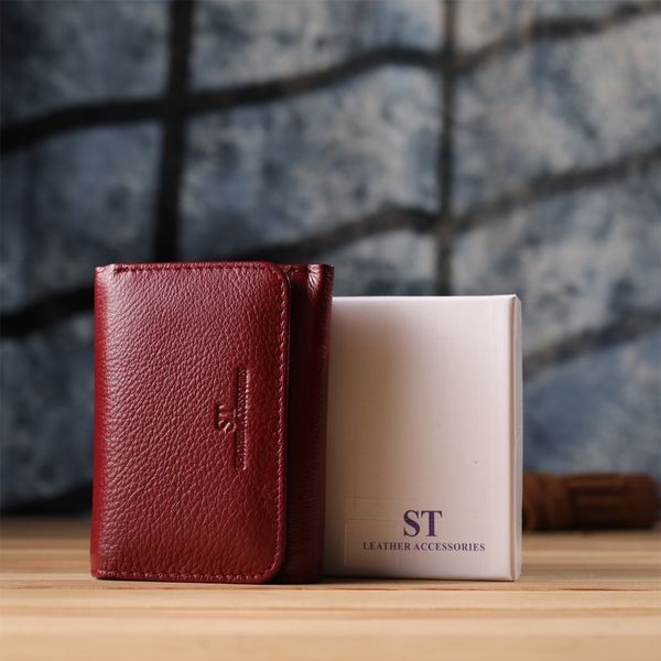 Компактный кошелек удобного формата из натуральной кожи ST Leather 23077 Бордовый 23077 фото