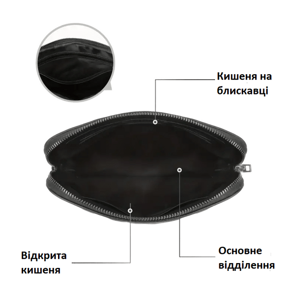 Мужская клатч-барсетка из высококачественной натуральной кожи с биометрическим замком K00213 Черный K00213 фото