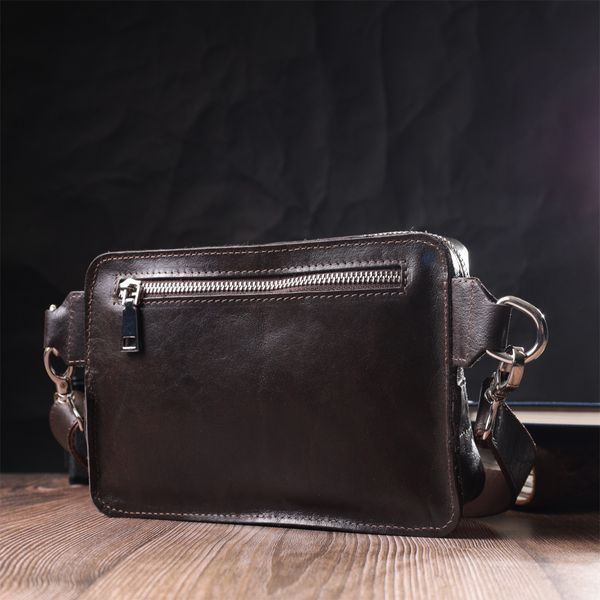 Прямоугольная сумка бананка из качественной натуральной кожи GRANDE PELLE 22575 Коричневый 22575 фото