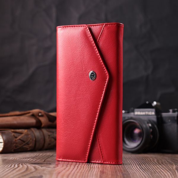Жіночий гаманець з геометричним клапаном з натуральної шкіри ST Leather 22545 Червоний 22545 фото