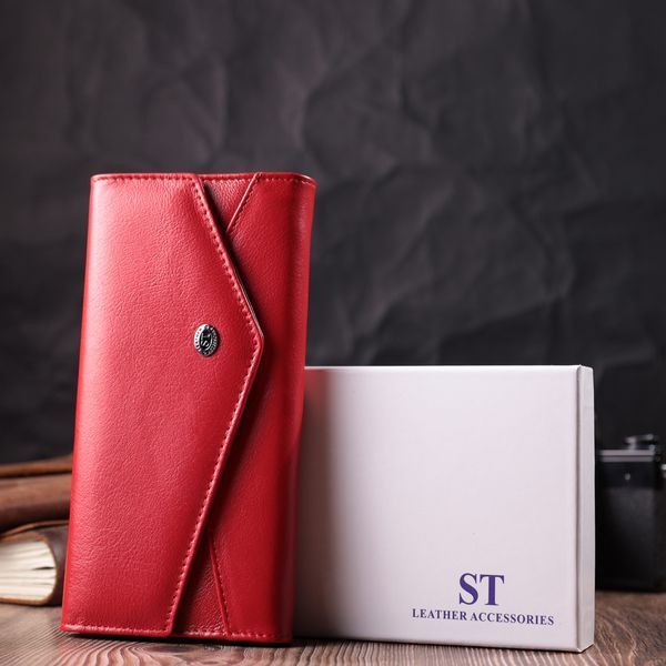 Жіночий гаманець з геометричним клапаном з натуральної шкіри ST Leather 22545 Червоний 22545 фото